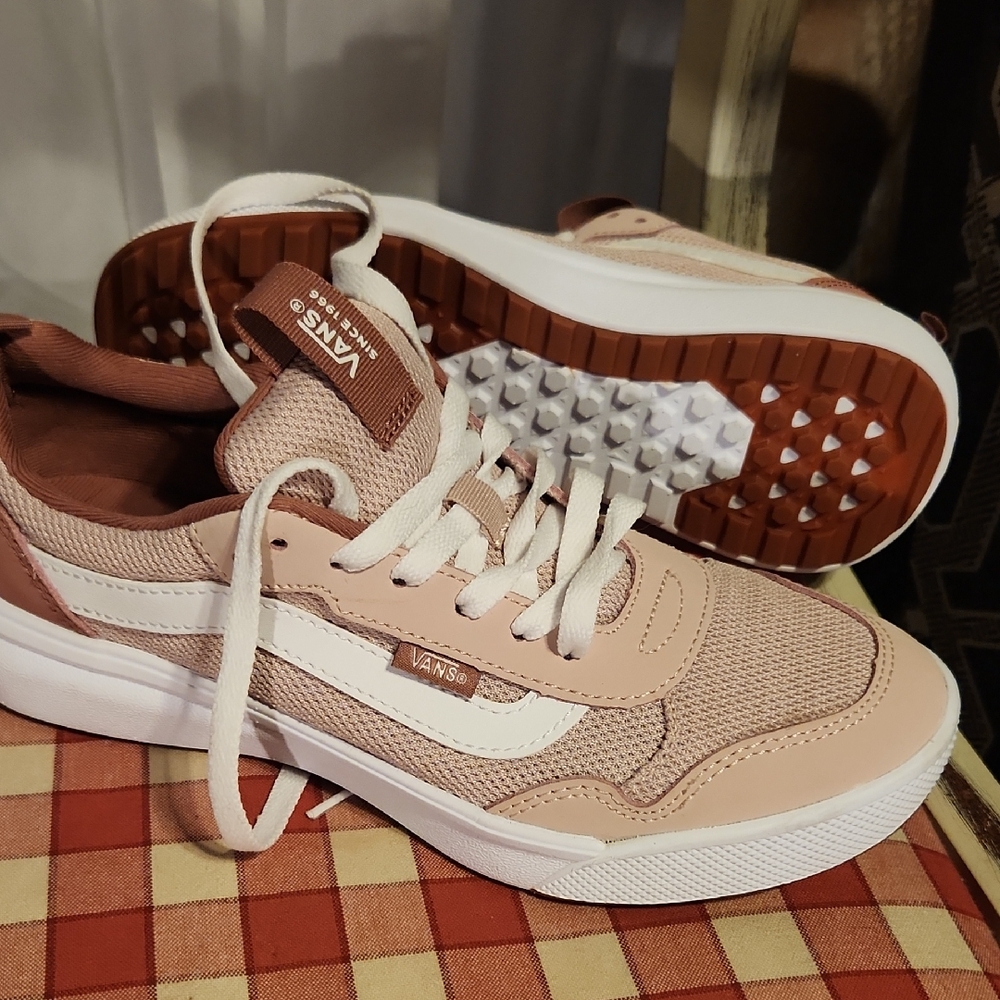 Vans Women's Blush and White Sneakers